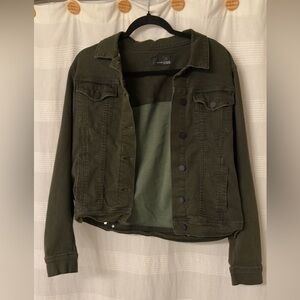 Articles Of Society Green Denim Distressed Jacket